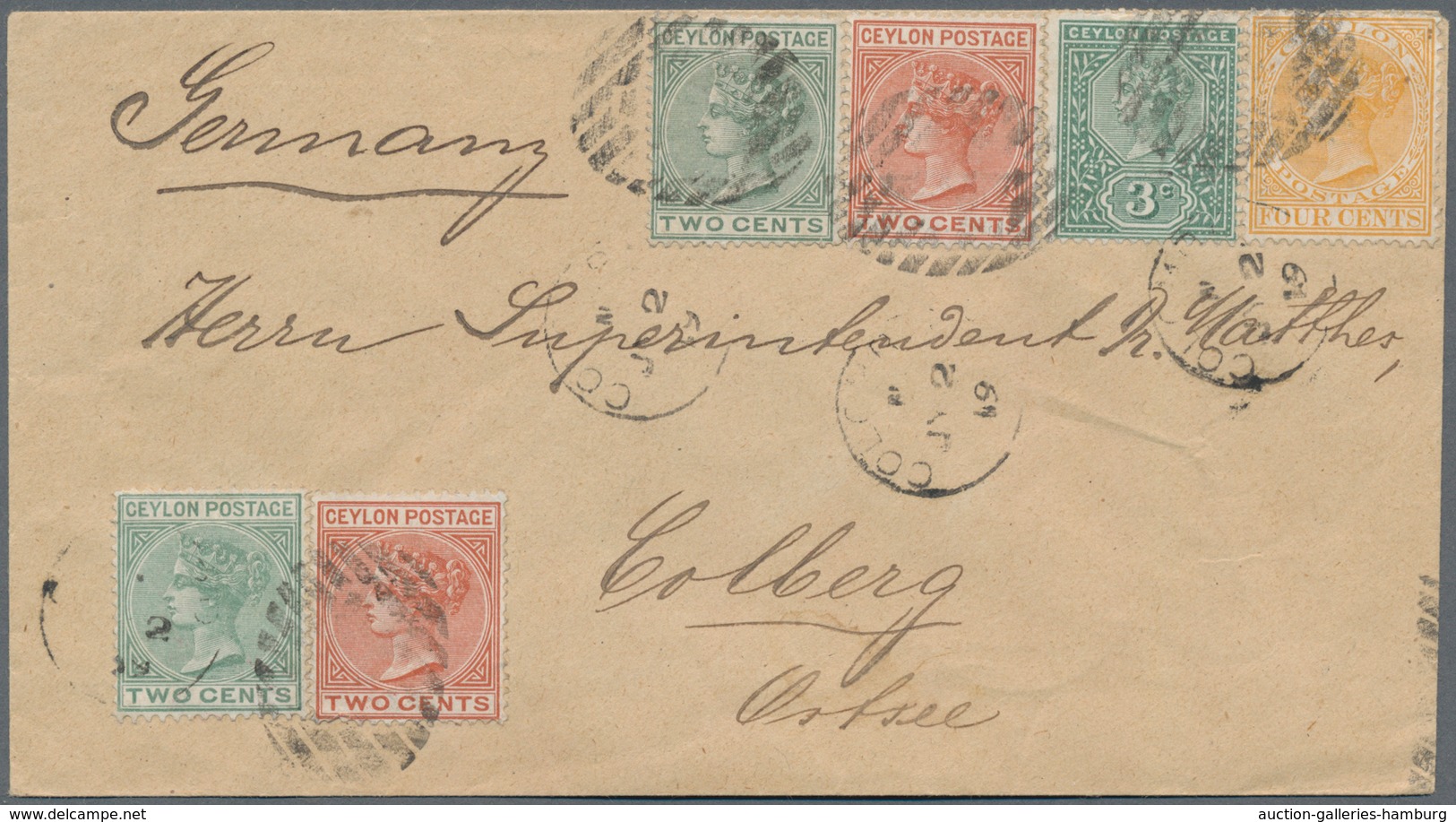 Ceylon / Sri Lanka: 1899/1905: Two Interesting And Attractive Covers From Colombo To Europe, With 18 - Sri Lanka (Ceilán) (1948-...)