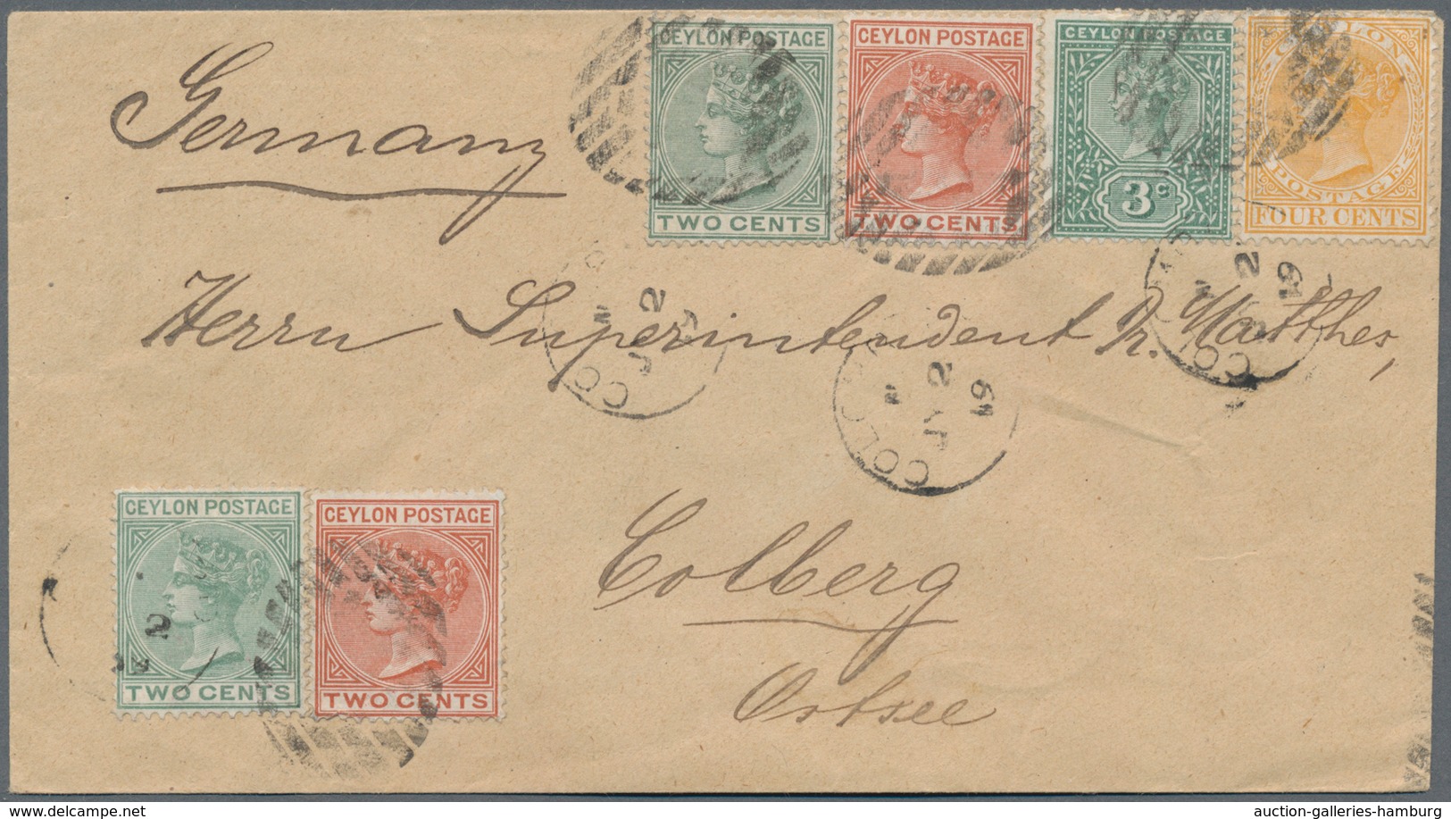 Ceylon / Sri Lanka: 1899/1905: Two Interesting And Attractive Covers From Colombo To Europe, With 18 - Sri Lanka (Ceylan) (1948-...)