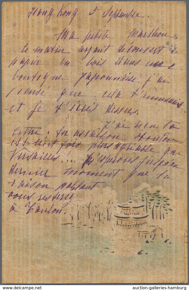 Hongkong: 1901,1902, Illustrated Letter With Content And Postcard To France Respectively To Scotland - Autres & Non Classés