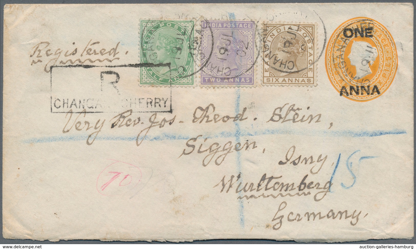 Indien - Ganzsachen: 1901-02: Two Postal Stationery Envelopes 1a. On 2a6p. Orange Used To Germany, W - Ohne Zuordnung