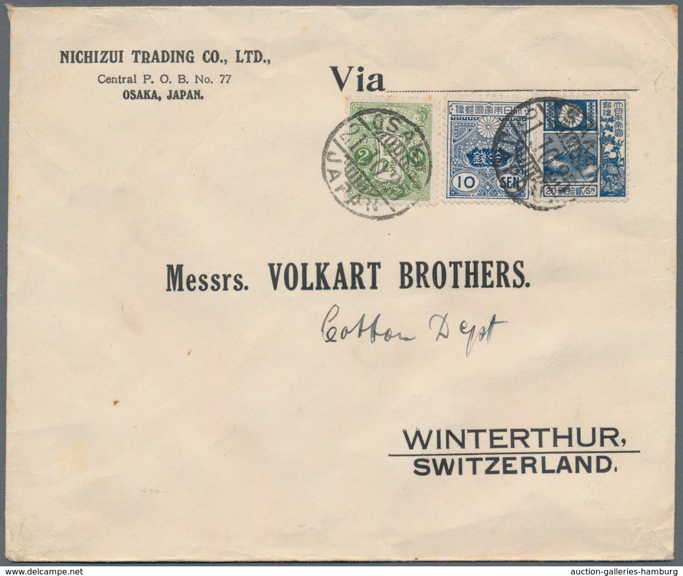 Japan: 1917/29, covers to Switzerland (3) or Finland (1): printed matter with french censor tape, re
