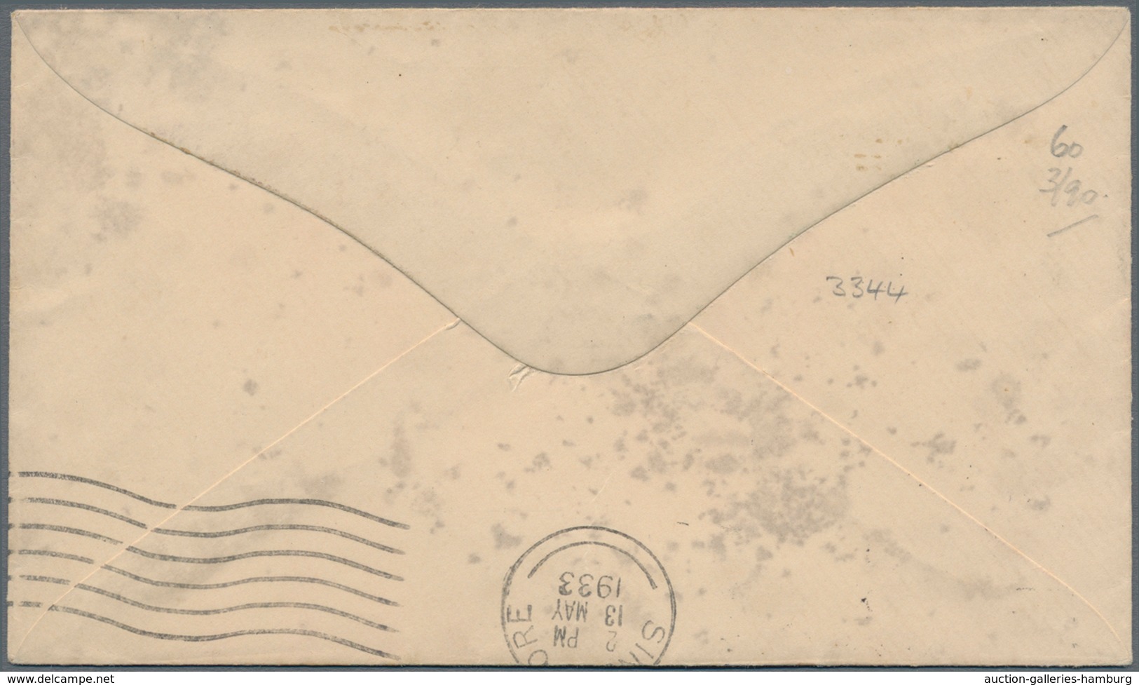Malaiische Staaten - Sarawak: 1933, Air Mail Letter From KUCHING To Singapore With Arrival Mark On R - Other & Unclassified