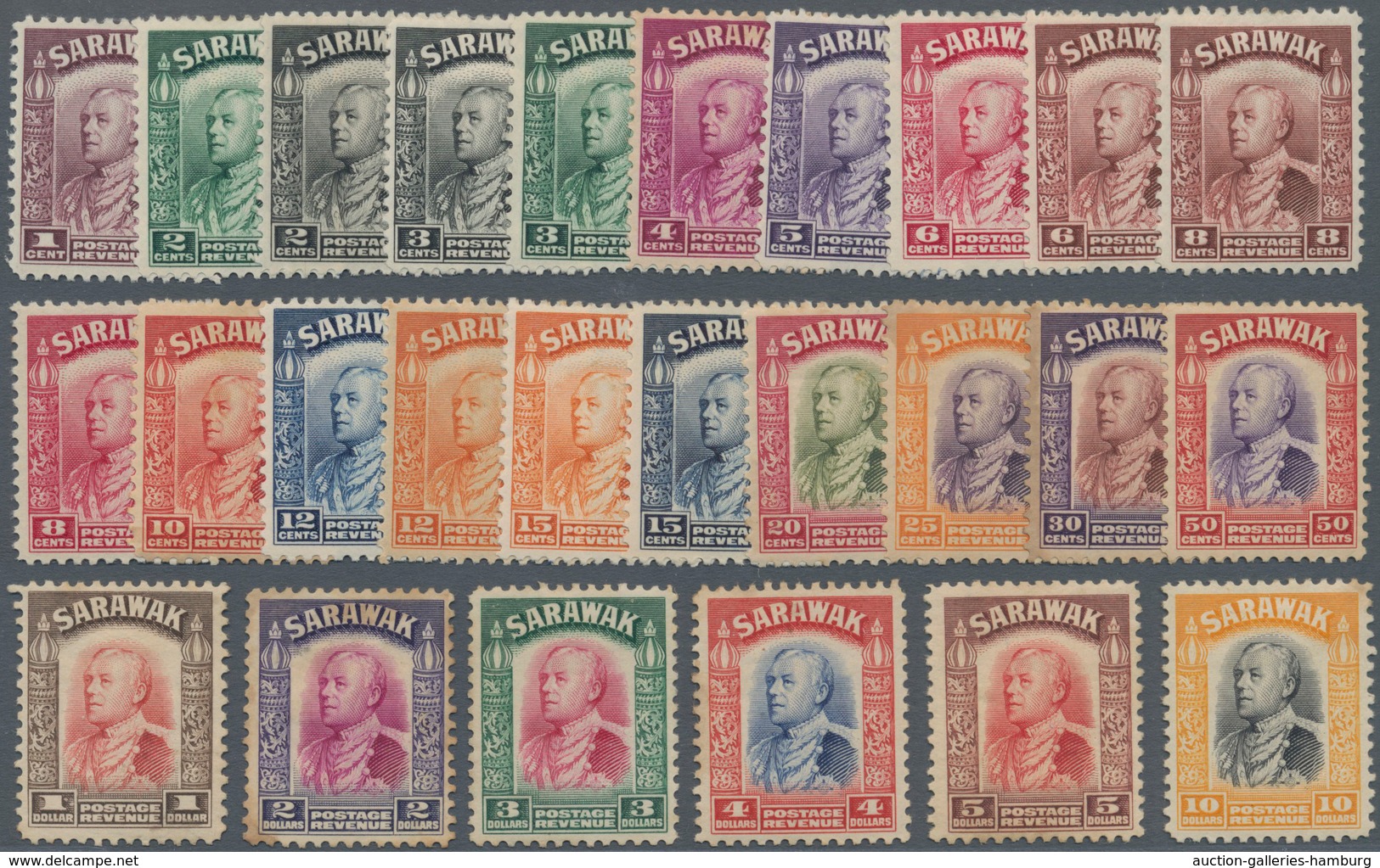 Malaiische Staaten - Sarawak: 1934, Sir Charles Vyner Brooke Complete Set Of 26, Mint Hinged Or With - Sonstige & Ohne Zuordnung