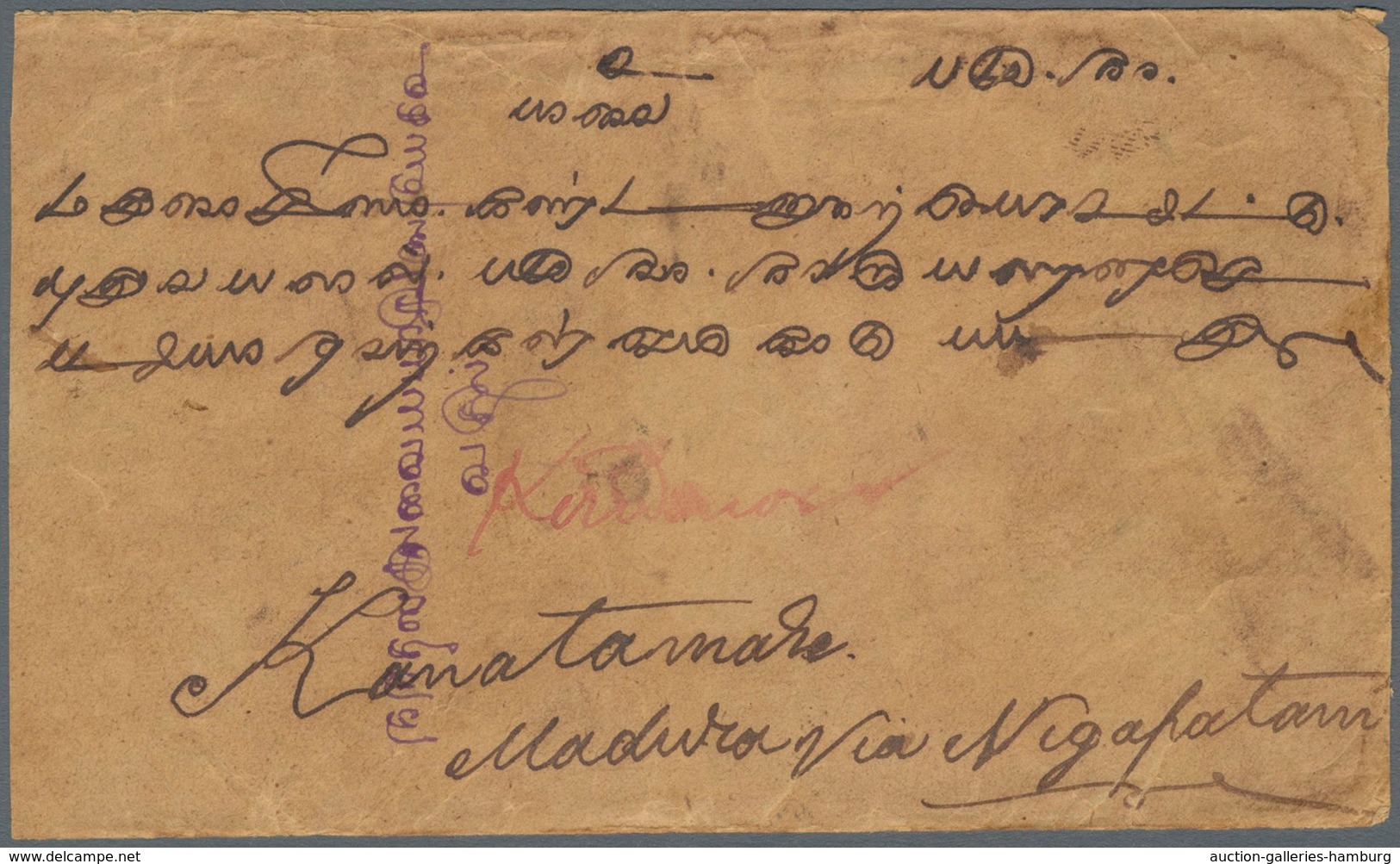 Malaiische Staaten - Selangor: 1892 Cover To India Franked On The Reverse With 5c Blue Straits Settl - Selangor