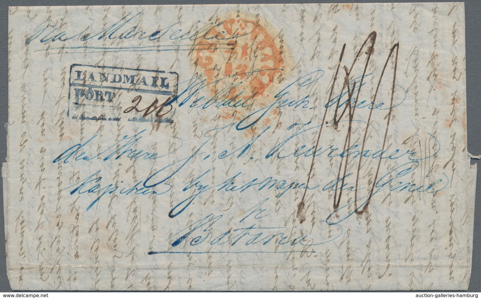 Niederländisch-Indien: 1848, Folded Letter From The Hague Via Marseille To Batavia With Rare Ra2 LAN - India Holandeses