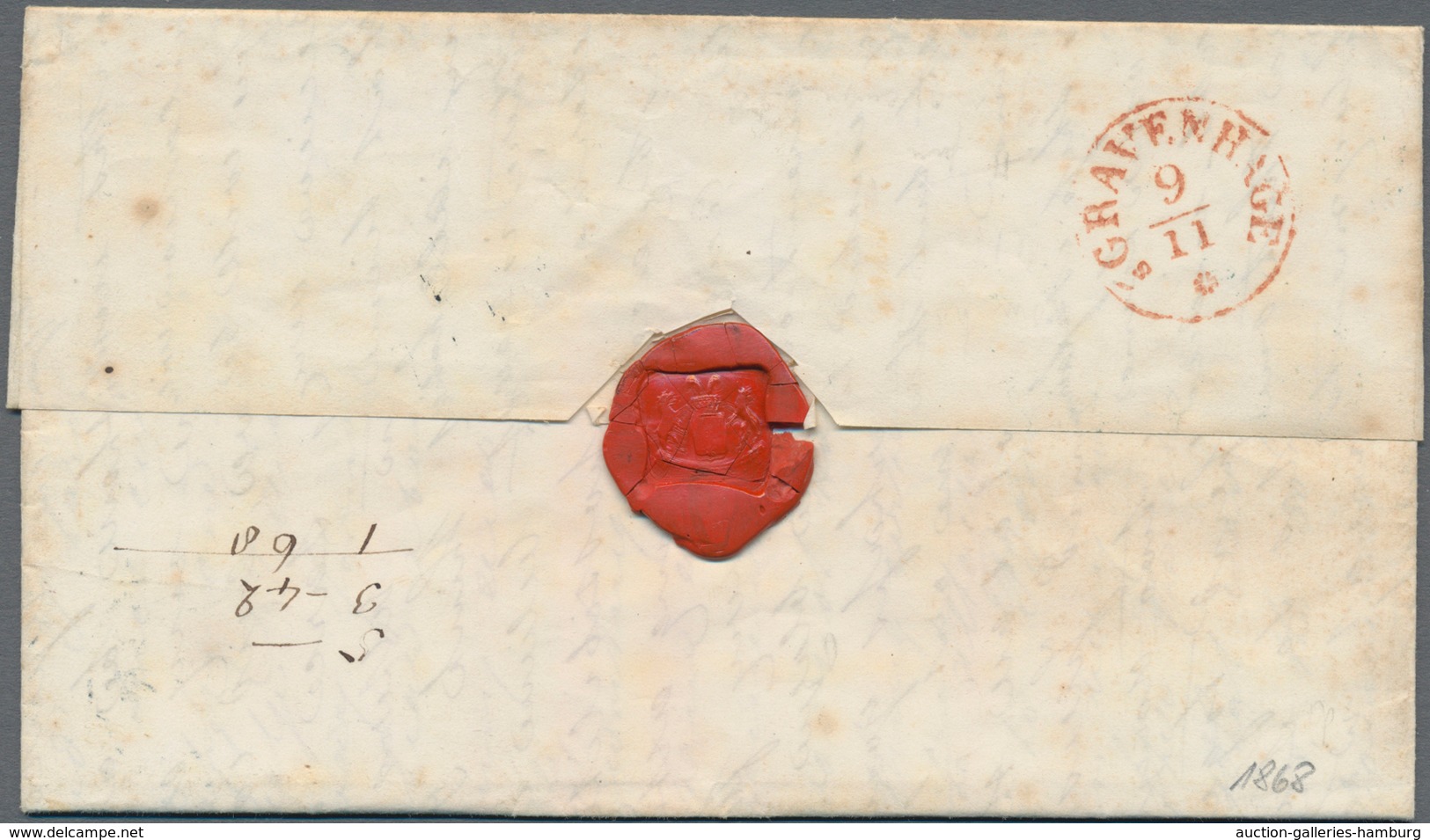 Niederländisch-Indien: 1868, Entire Letter From Batavia To La Haye In The Netherlands, On The Fronts - India Holandeses