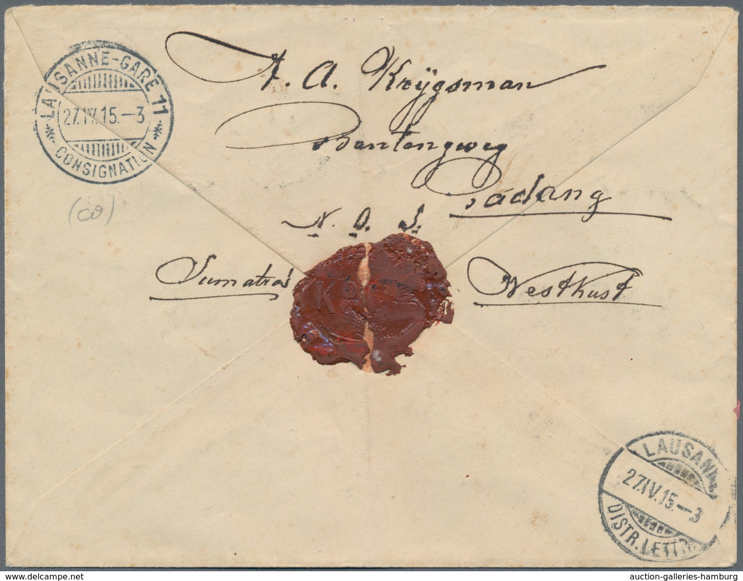 Niederländisch-Indien: 1908 Postal Stationery Envelope 17½ On 25c. Violet Used Registered With A.R. - Netherlands Indies