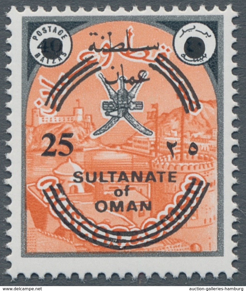 Oman: 1972, "provisional Edition", Mint Never Hinged, Very Fresh And Fine, Mi. 600,--. ÷ 1972, "Aufd - Oman