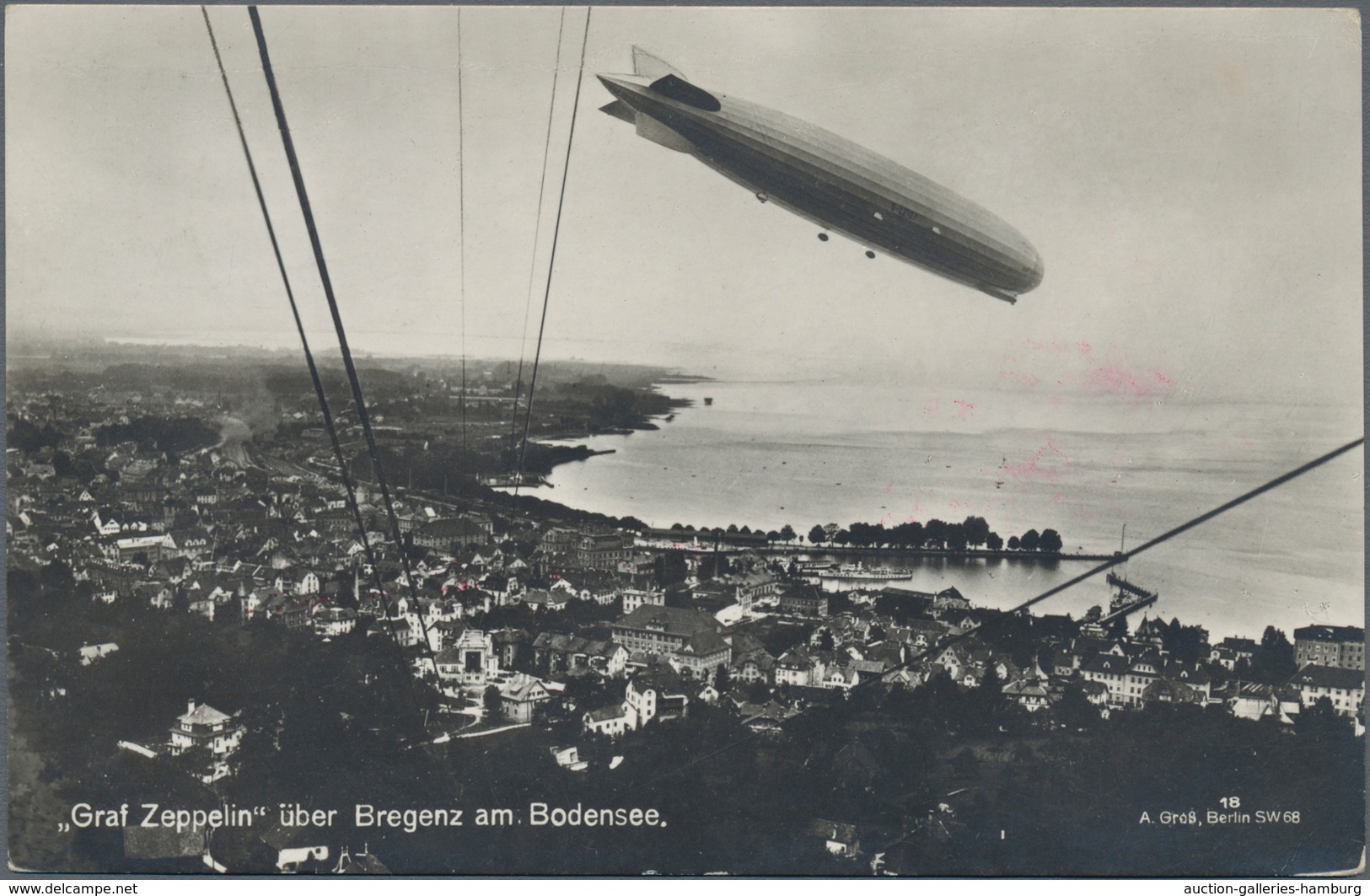 Philippinen: 1929, Incoming Souvenir Postcard "Graf Zeppelin" Franked With 2 RM Zeppelin Blue, Red S - Filipinas