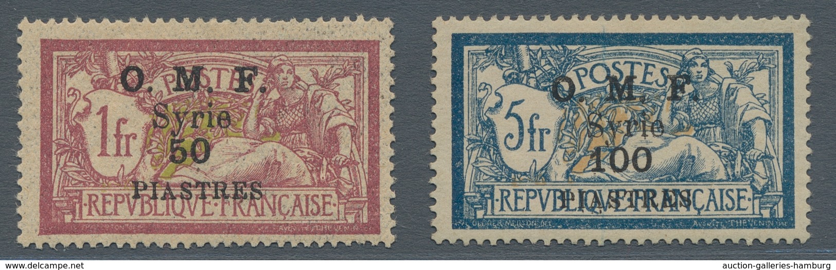 Syrien: 1920, Top Values 50 P And 100 P With Black Overprint, Unused With Full Orig Gumm, Hinge Rema - Siria