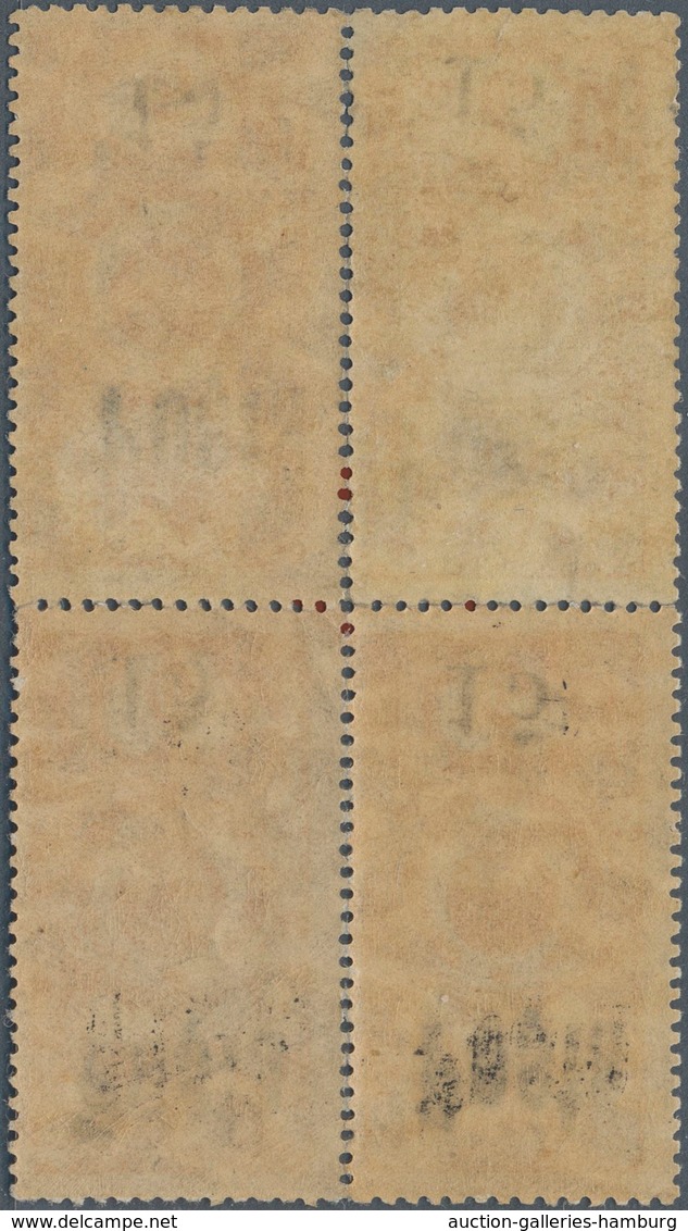 Tannu-Tuwa: 1933, Overprint Stamps "15k On 6k Orange" In Block Of Four, Overprint 5,1 Mm, MNH, Cert. - Tuva
