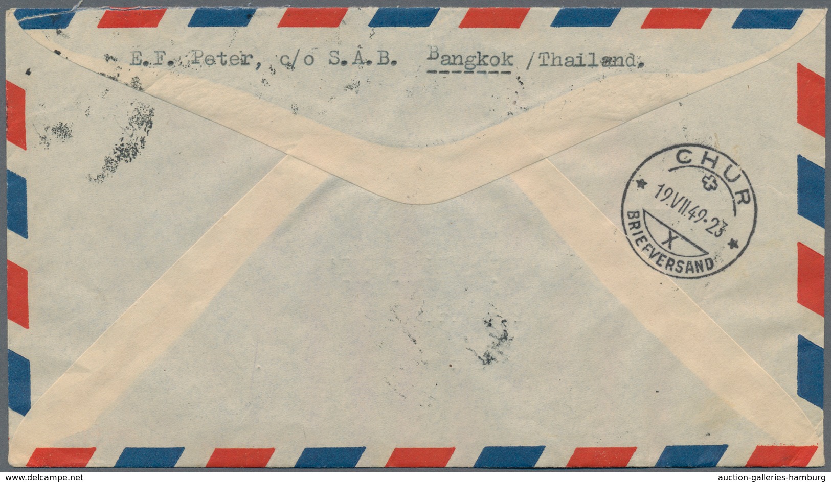 Thailand: 1928/51, Three Airmail Covers To Switzerland (2 Inc. Large A.V.2 Hs., Or Registered) Or To - Thaïlande