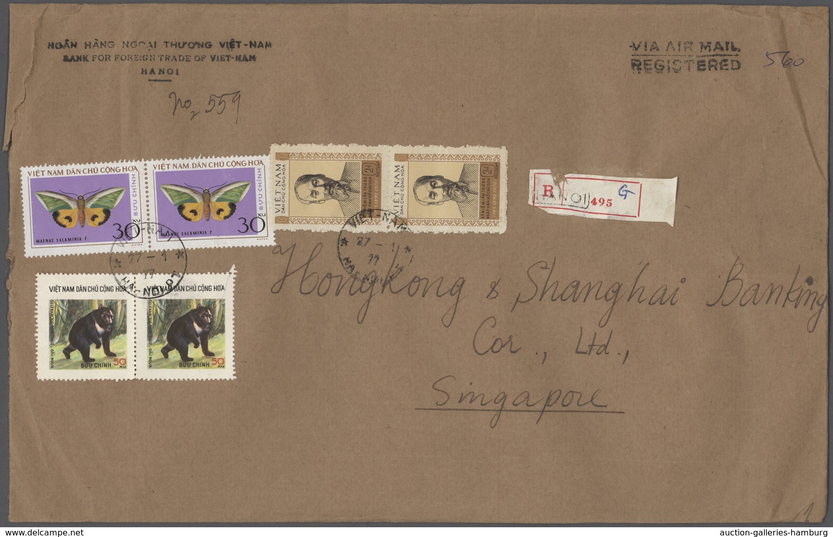 Vietnam, Soz. Republik (ab 1975): 1977 Two Airmail Covers, One Registered, From The Bank For Foreign - Viêt-Nam