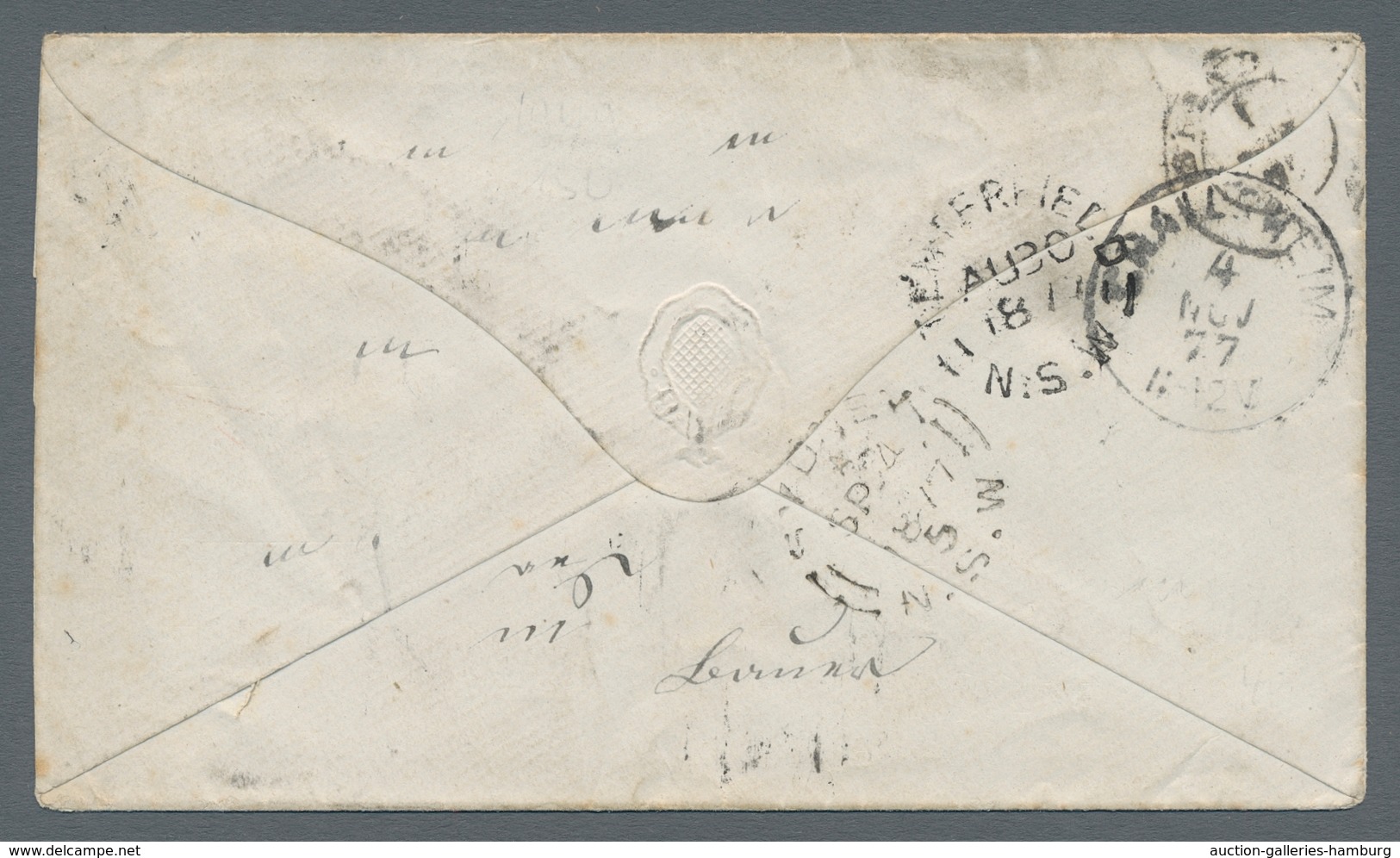 Neusüdwales: 1877, Queen Victoria 6 Pence Horizontal Pair On Pre-UPU Overseas Letter With Sunburst C - Briefe U. Dokumente