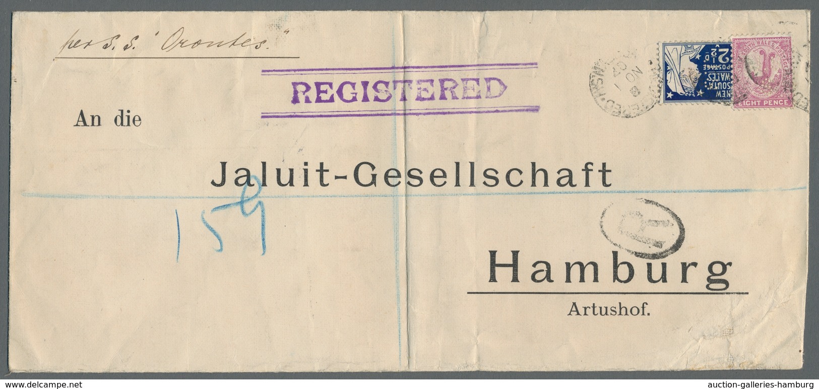 Neusüdwales: 1907, Registered Large-format Cover To The JALUIT Company In Hamburg, Posted In Sydney, - Brieven En Documenten