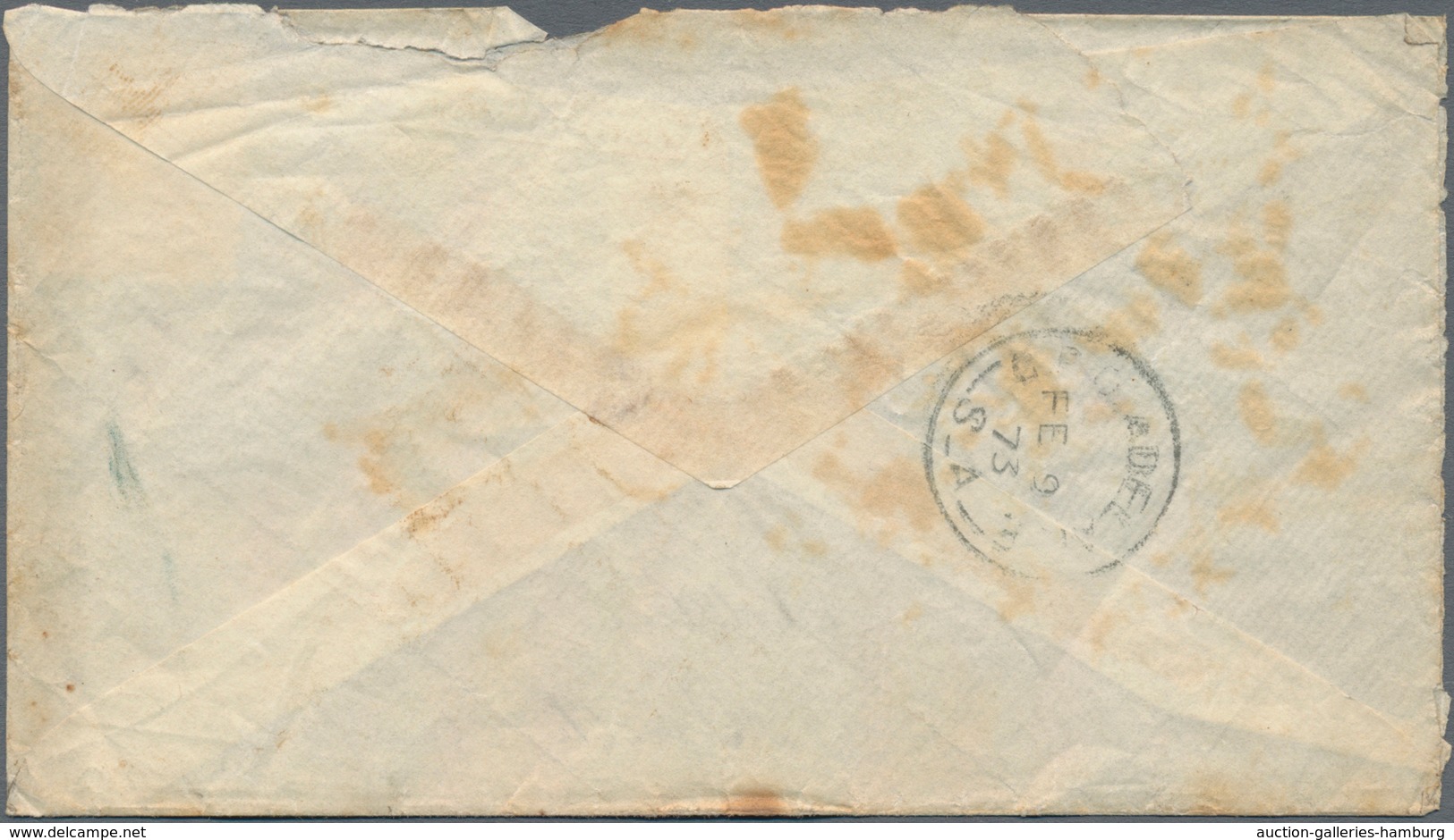 Südaustralien: 1872, Letter Franked With 2 DQV Orange Red With Numeral Cancellation "181" "NORTHERN - Lettres & Documents