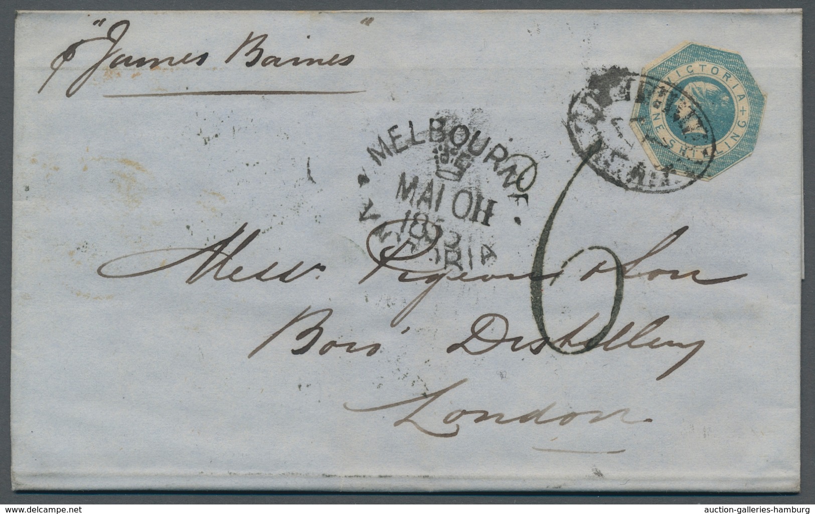 Victoria: 1855, Queen Victoria 1 Shilling Octagonal Cut, In Fresh Color, Minimally Touched On Highly - Covers & Documents