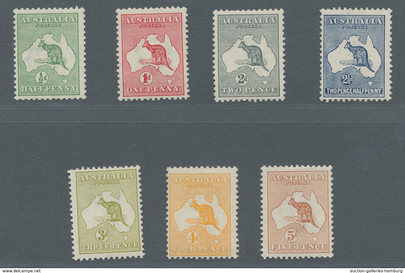 Australien: 1913, Känguruh-Ausgabe 1/2 Pence Bis 1 Shilling Mit Wasserzeichen 2 In Sehr Guter Ungebr - Ungebraucht