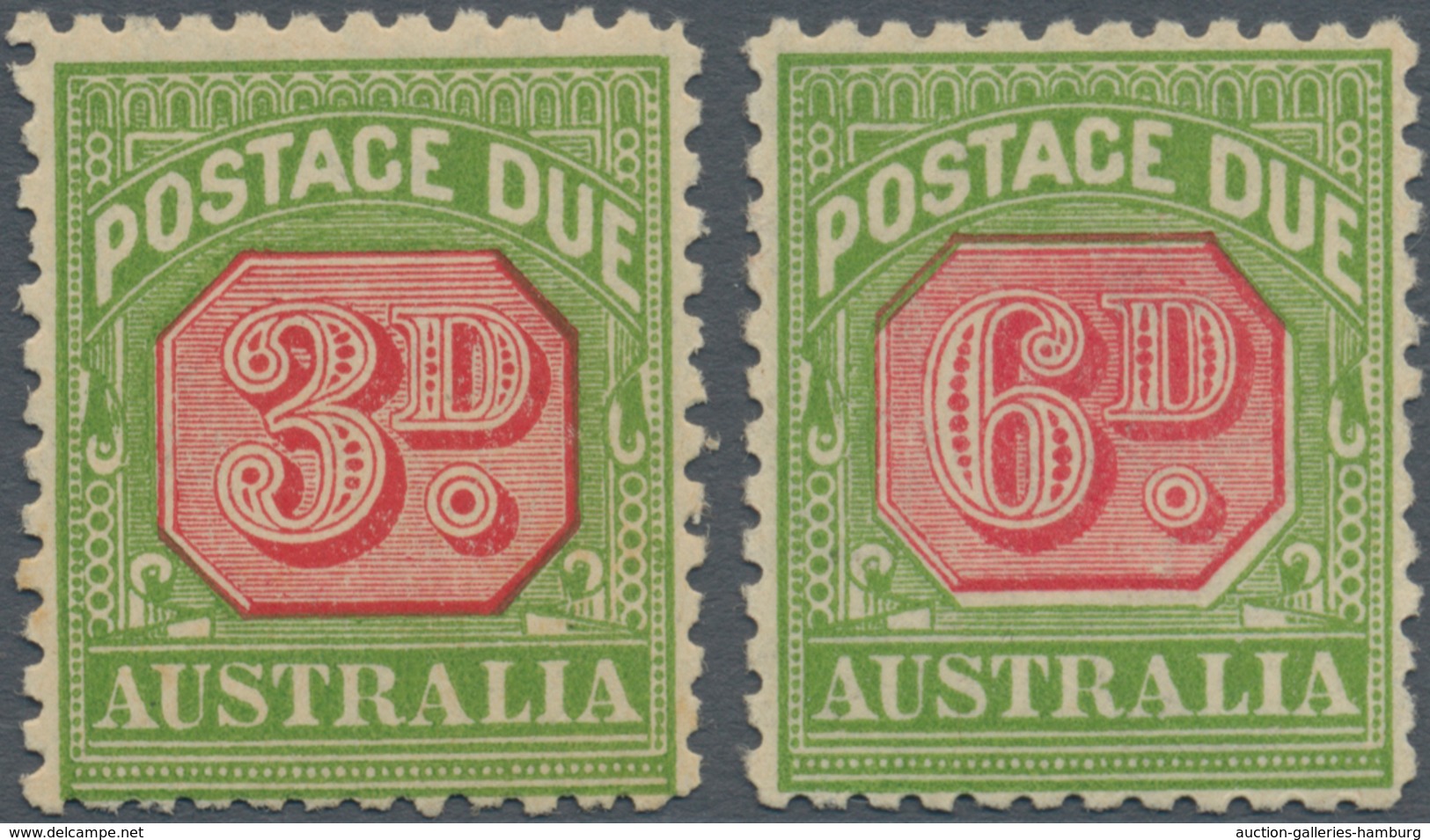 Australien - Portomarken: 1936, Postage Dues 3d. And 6d. Carmine-red/yellow-green With Wmk. Crown Ov - Postage Due