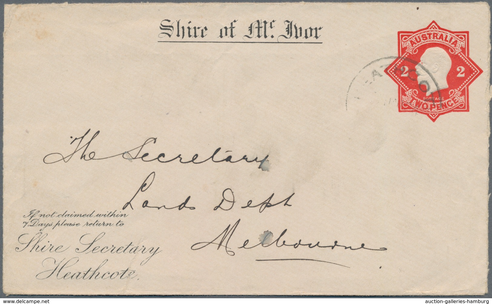 Australien - Ganzsachen: 1922/1924, Two Postal Stationery Envelopes Used, With 1922 2d. Red On White - Postal Stationery