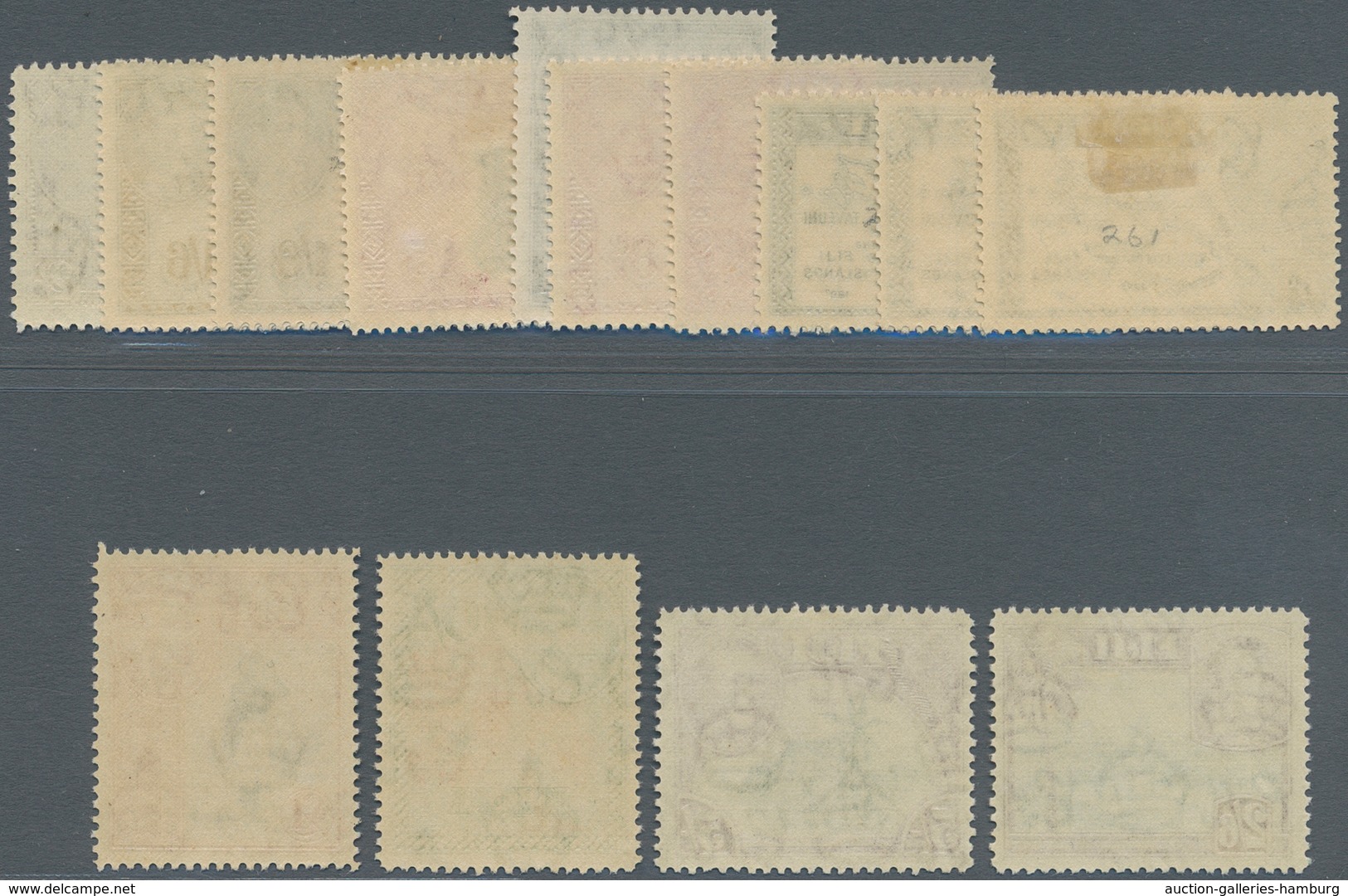 Fiji-Inseln: 1938/1955, KGVI Pictorial Definitives Complete Set Of 22 And Additional Perforations/sh - Fidschi-Inseln (...-1970)