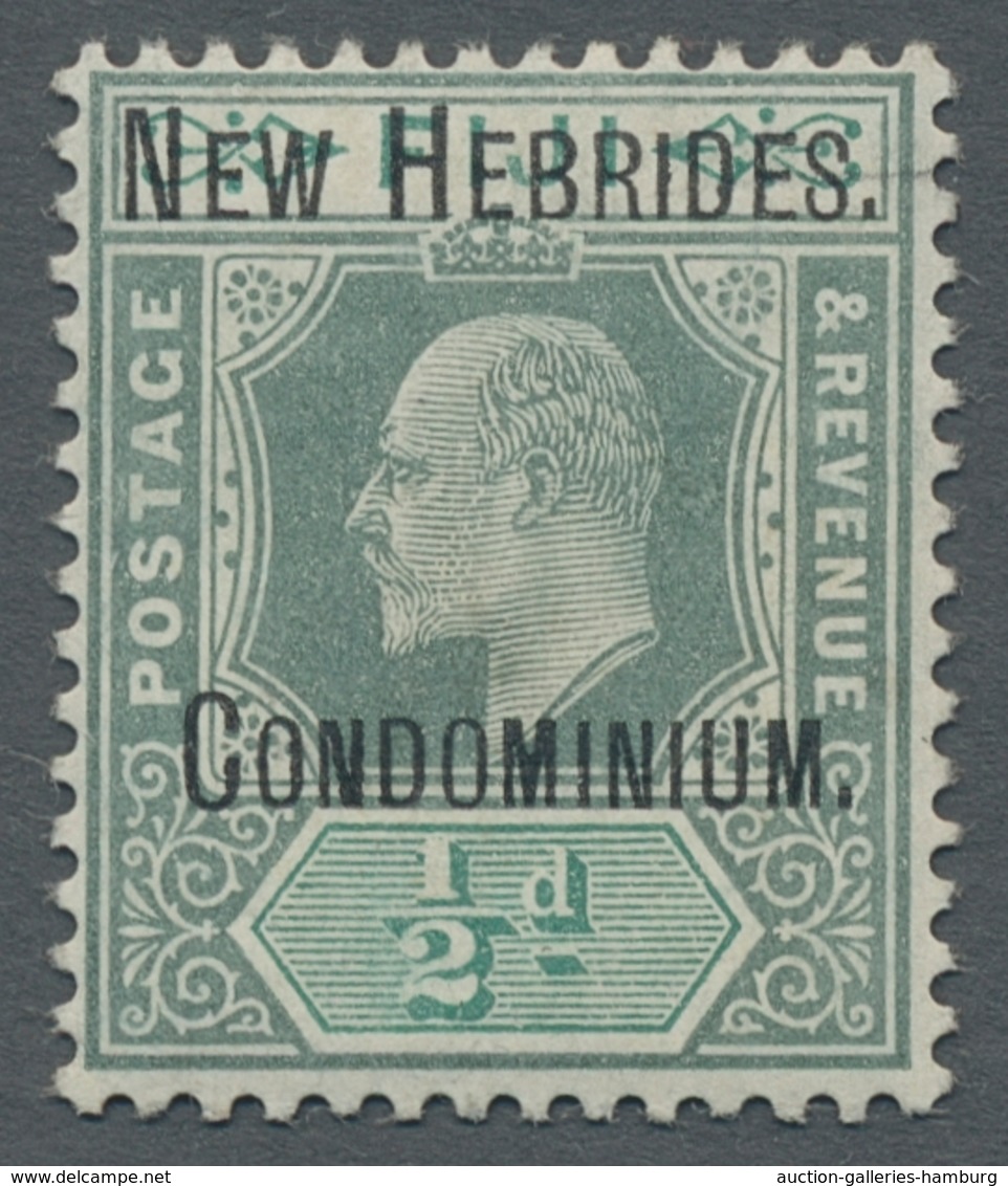 Neue Hebriden: 1908, "½ P. Green/grey-green With Overprint", Mint Hinged, Very Fresh Colour, Superb. - Other & Unclassified