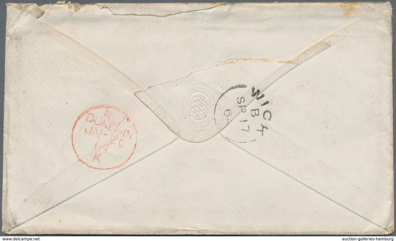 Neuseeland: 1864, Envelope From DUNEDIN By "The Hero" Via Melbourne Suez And Marseilles To Wick, Sco - Sonstige & Ohne Zuordnung