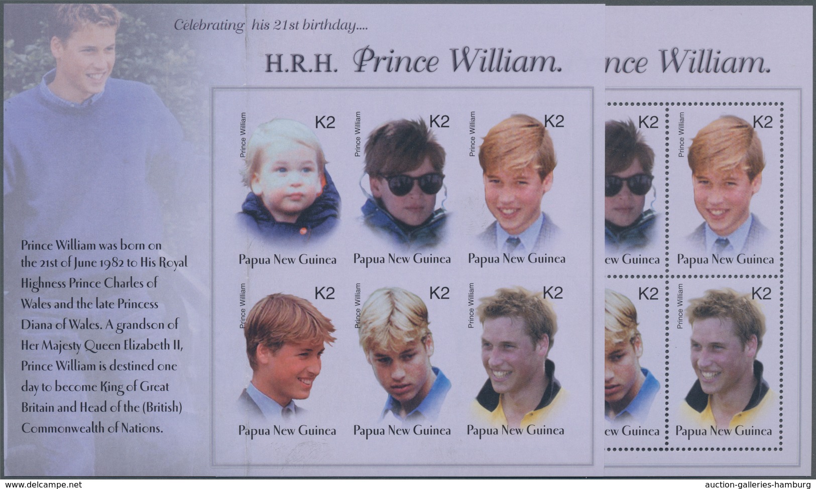 Papua Neuguinea: 2003, 21st Birthday Of HRH Prince William Perforate And IMPERFORATE Sheetlet With S - Papua New Guinea