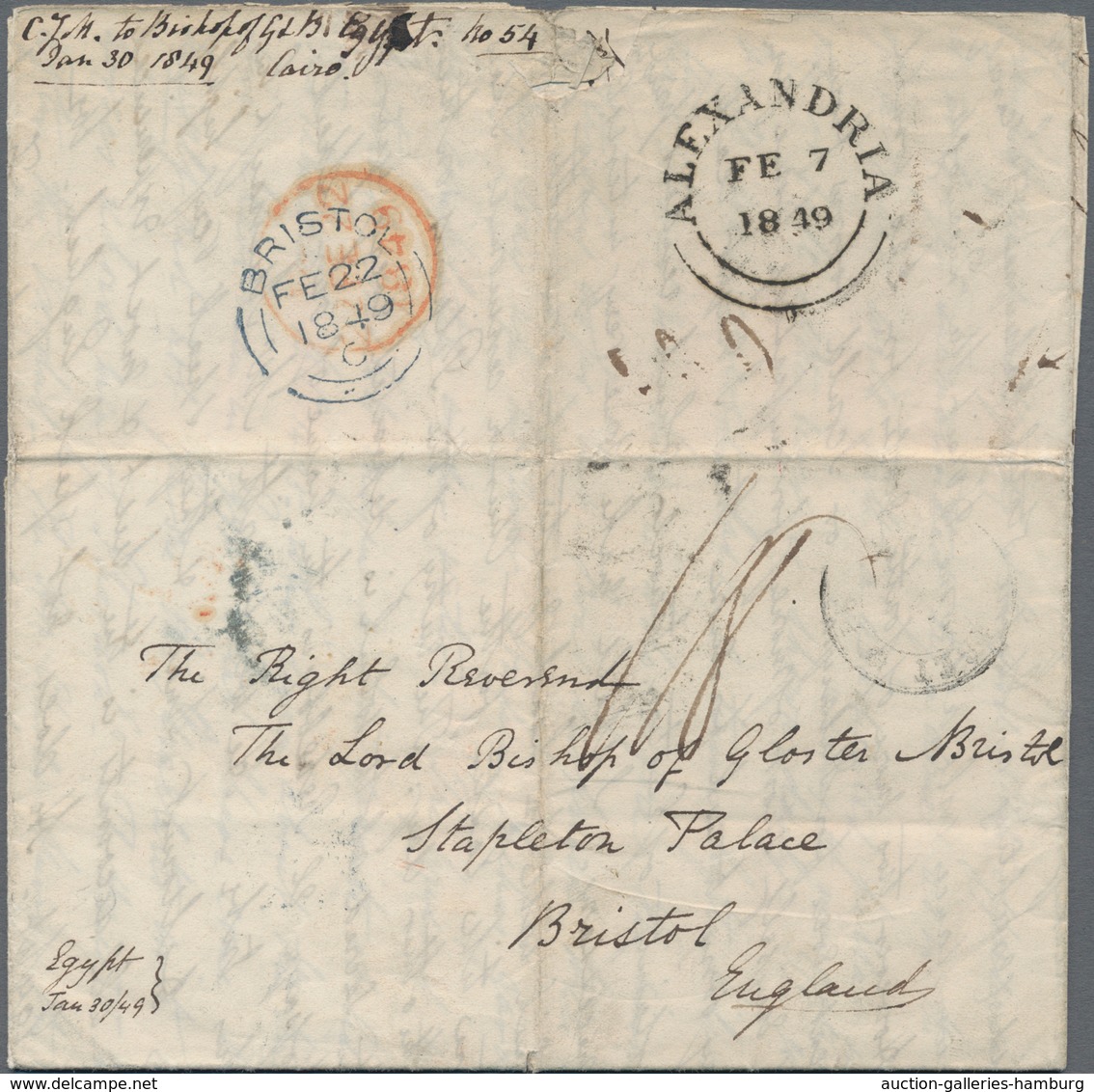 Ägypten - Vorphilatelie: 1849, Private Letter To "The Lord Bishop Of Gloster And Bristol" Mailed At - Prephilately