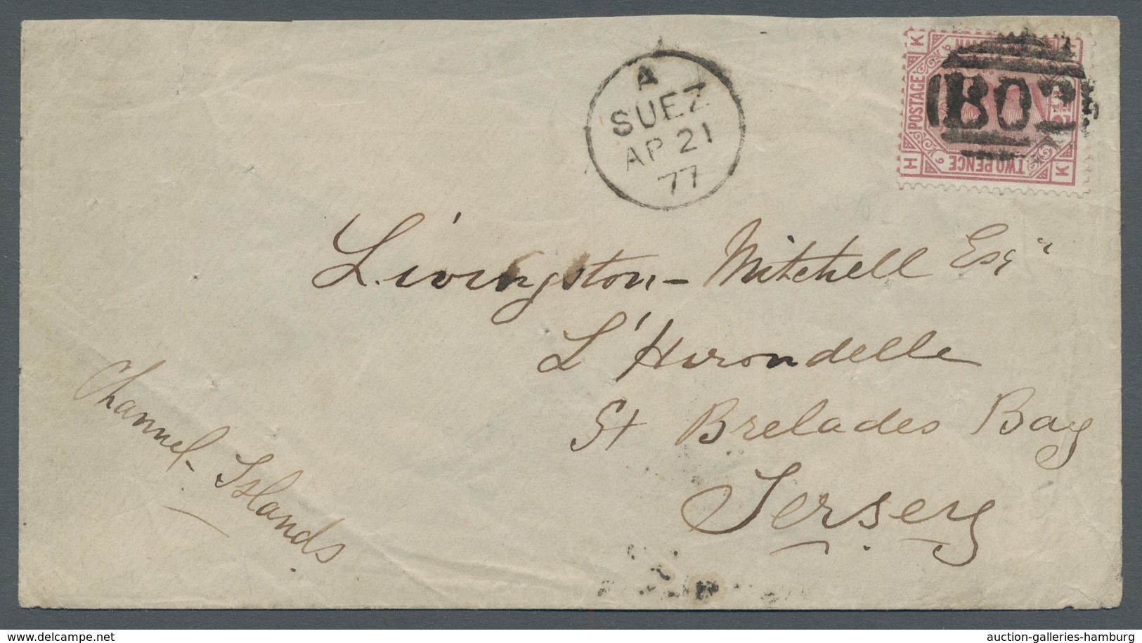 Ägypten: 1877, Superb GB 2½ D, Mi.no. 47 In Fresh Color On Correctly Franked Cover With Clear Strike - Sonstige & Ohne Zuordnung