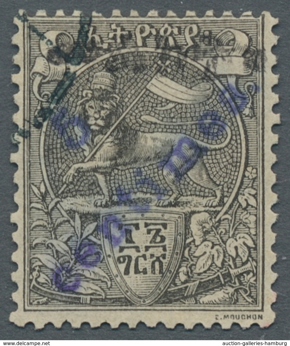 Äthiopien: 1905, "5 C. On 16 G. Harar Provisional", Two Clear Canceled Values In Very Good Condition - Ethiopia