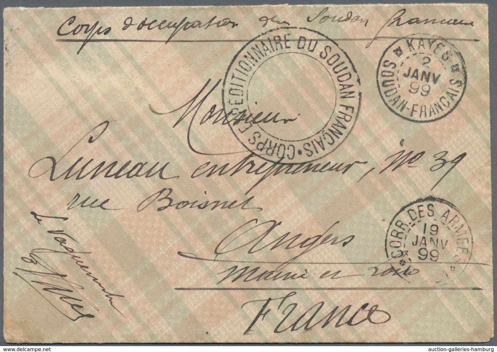 Französisch-Sudan: 1899, "CORPS EXPEDITIONNAIRE DU SOUDAN FRANCAIS, Sehr Seltener Schwarzer Expediti - Cartas & Documentos