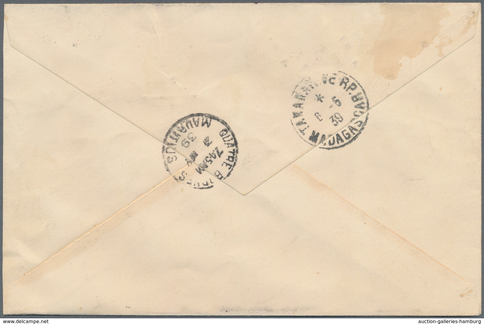 Mauritius: 1939 Registered Cover From Quatre Bornes To Tananarive, Madagascar Franked By Two Singles - Mauritius (...-1967)