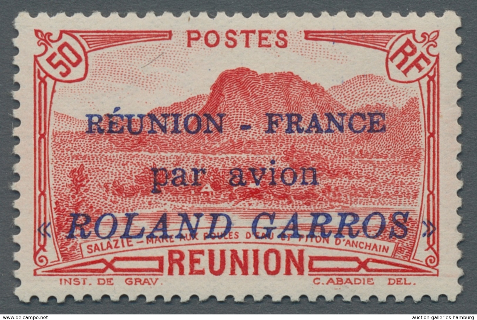Reunion: 1937, Airmail Issue 50 Cent. Mint Never Hinged, Signed In Very Fine Condition. ÷ 1937, Flug - Otros & Sin Clasificación