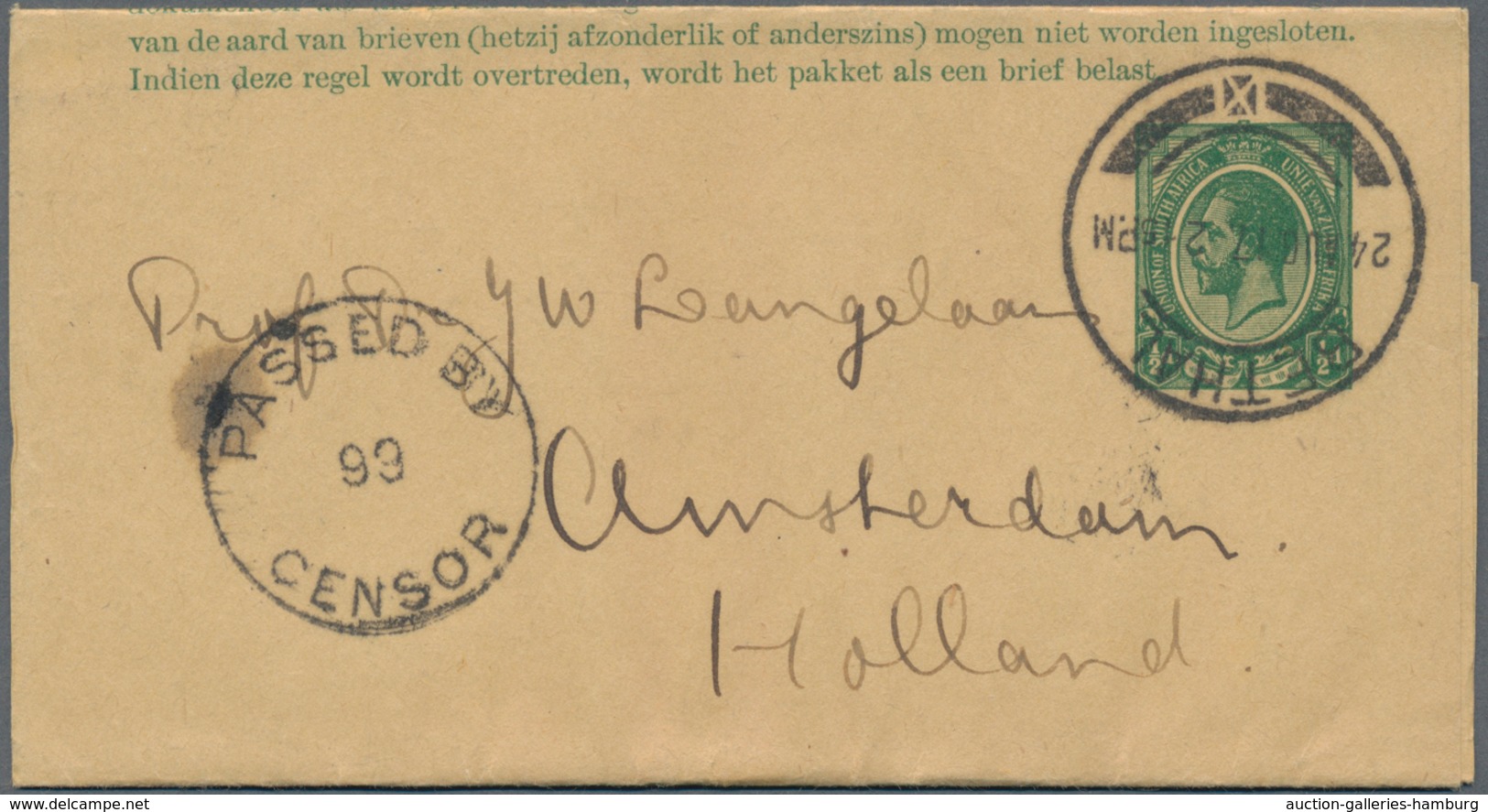 Südafrika Vorläufer: 1896-1917, Two Postal Stationery Items And A Cover, With 1) 1896 Cover From Joh - Ohne Zuordnung