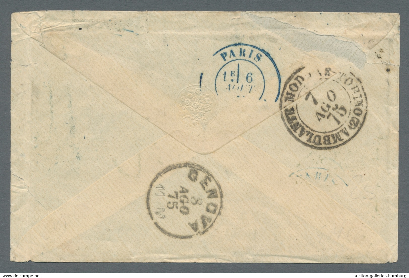 Argentinien: 1875, Rivadavia 5 Centavos From Left Margin On Overseas Pre-UPU-cover From Buenos Aires - Sonstige & Ohne Zuordnung