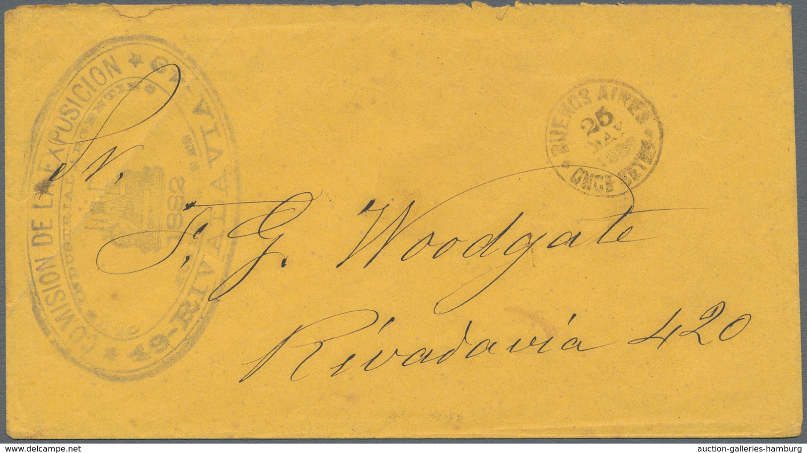 Argentinien: 1882 EXHIBITION: Stampless Envelope From The "Comision De La Exposicion 49 Rivadavia, C - Otros & Sin Clasificación