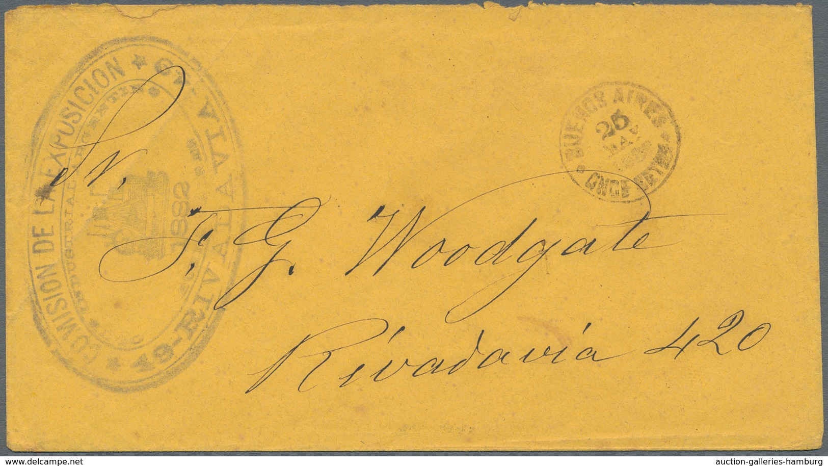 Argentinien: 1882 EXHIBITION: Stampless Envelope From The "Comision De La Exposicion 49 Rivadavia, C - Andere & Zonder Classificatie