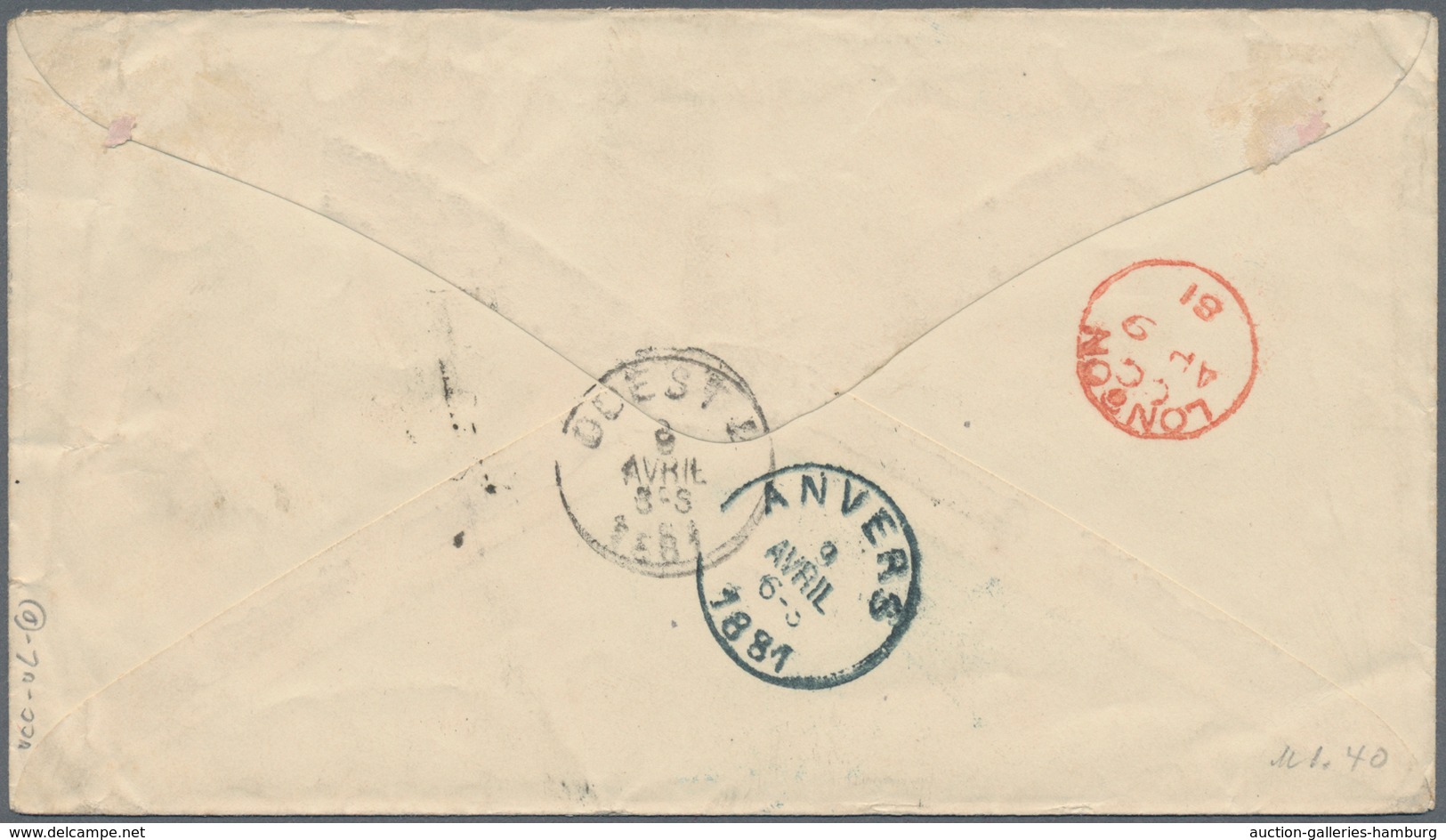 Argentinien - Ganzsachen: 1881: "SOUTHAMPTON PACKET LETTER AP 8 1881" Ship Mail Cancellation On Arge - Entiers Postaux