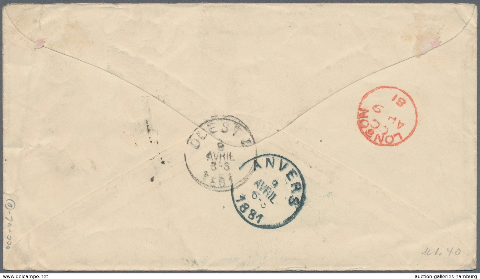 Argentinien - Ganzsachen: 1881: "SOUTHAMPTON PACKET LETTER AP 8 1881" Ship Mail Cancellation On Arge - Postwaardestukken