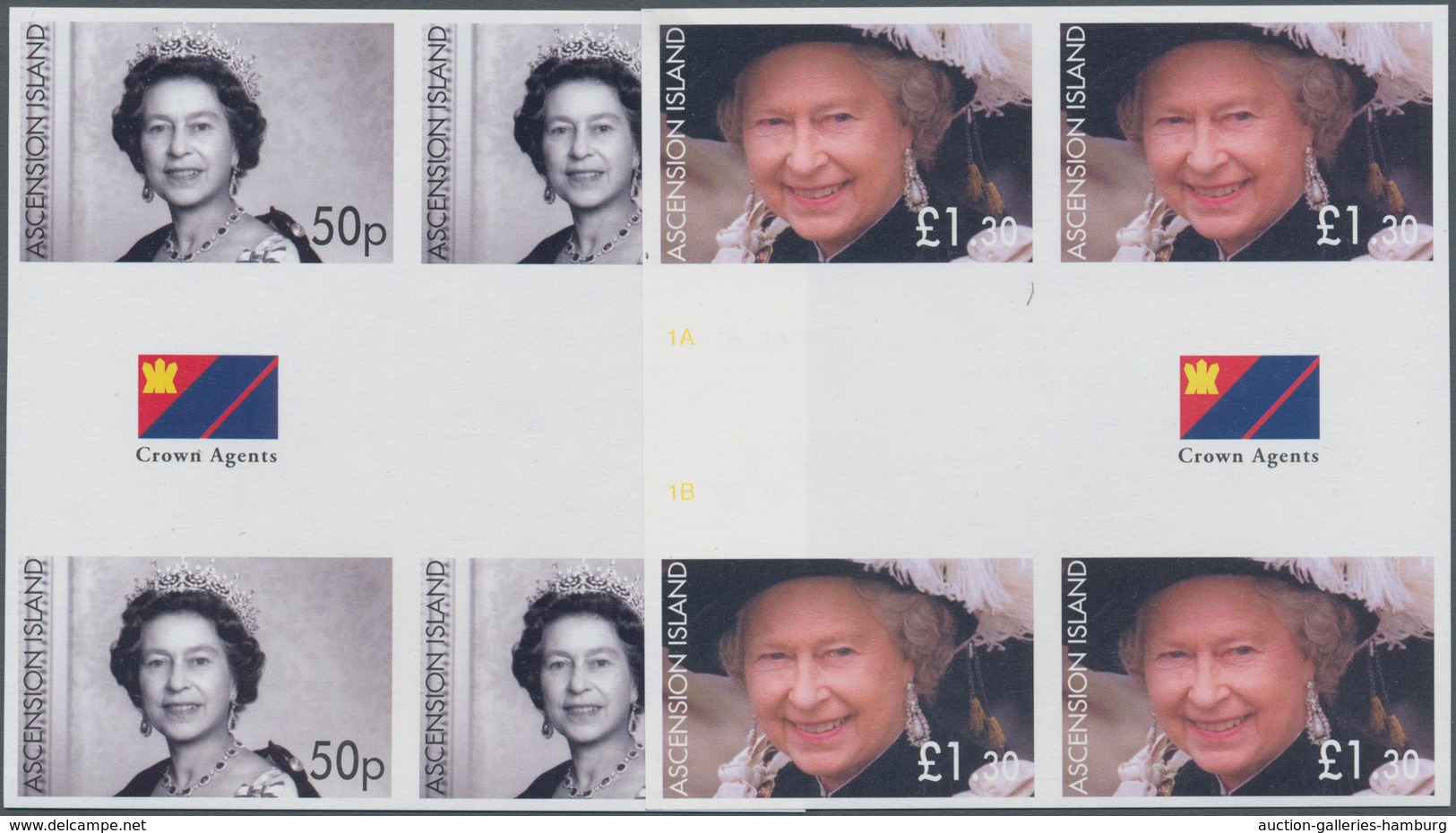 Ascension: 2006, 80th Birthday Of QEII Two Different Stamps Incl. 50p. And £1.30 In IMPERFORATE Gutt - Ascension (Ile De L')