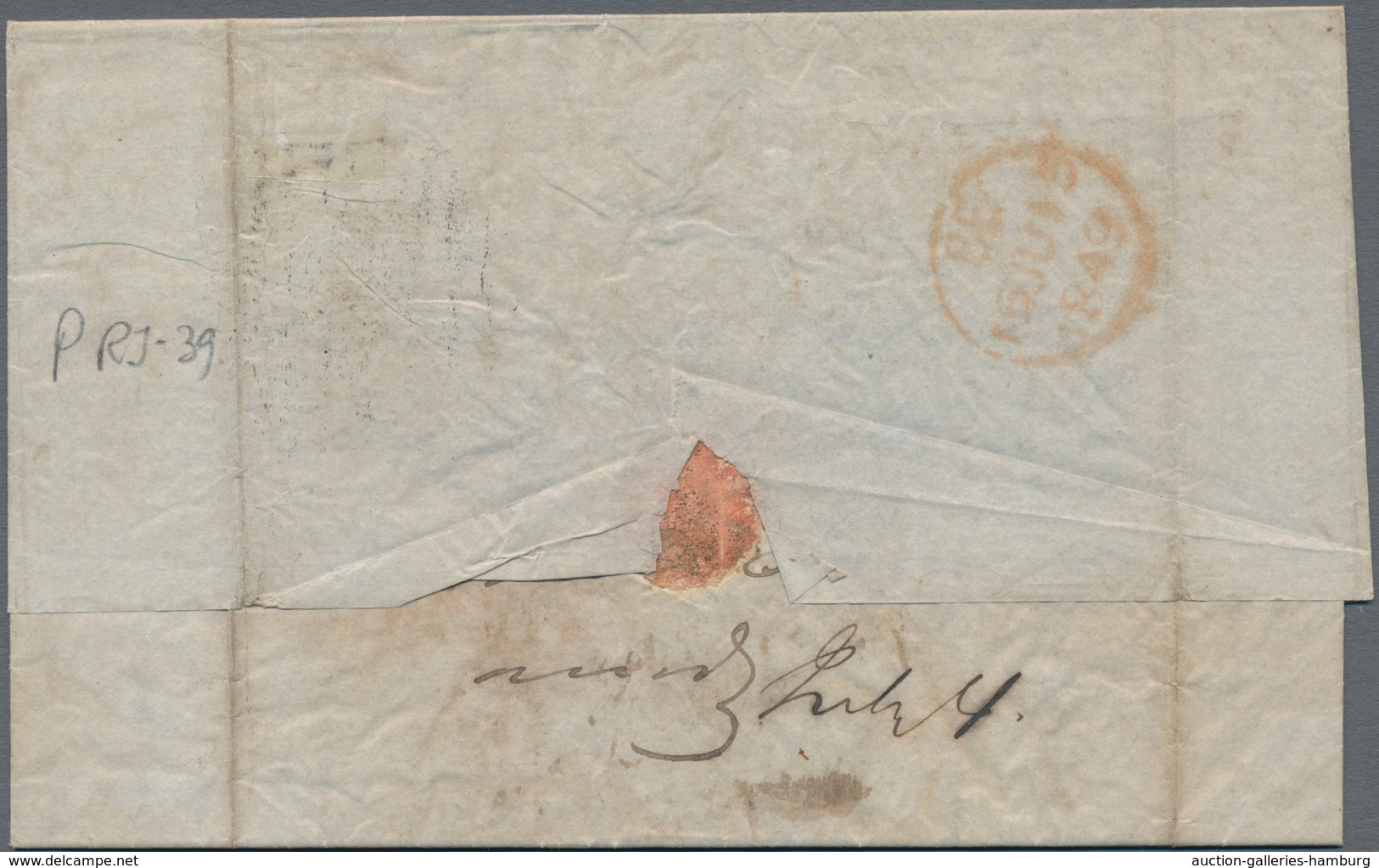 Brasilien - Vorphilatelie: 1849/1875-76: Four Stampless Transatlantic Letters To Europe, With 1849 L - Préphilatélie