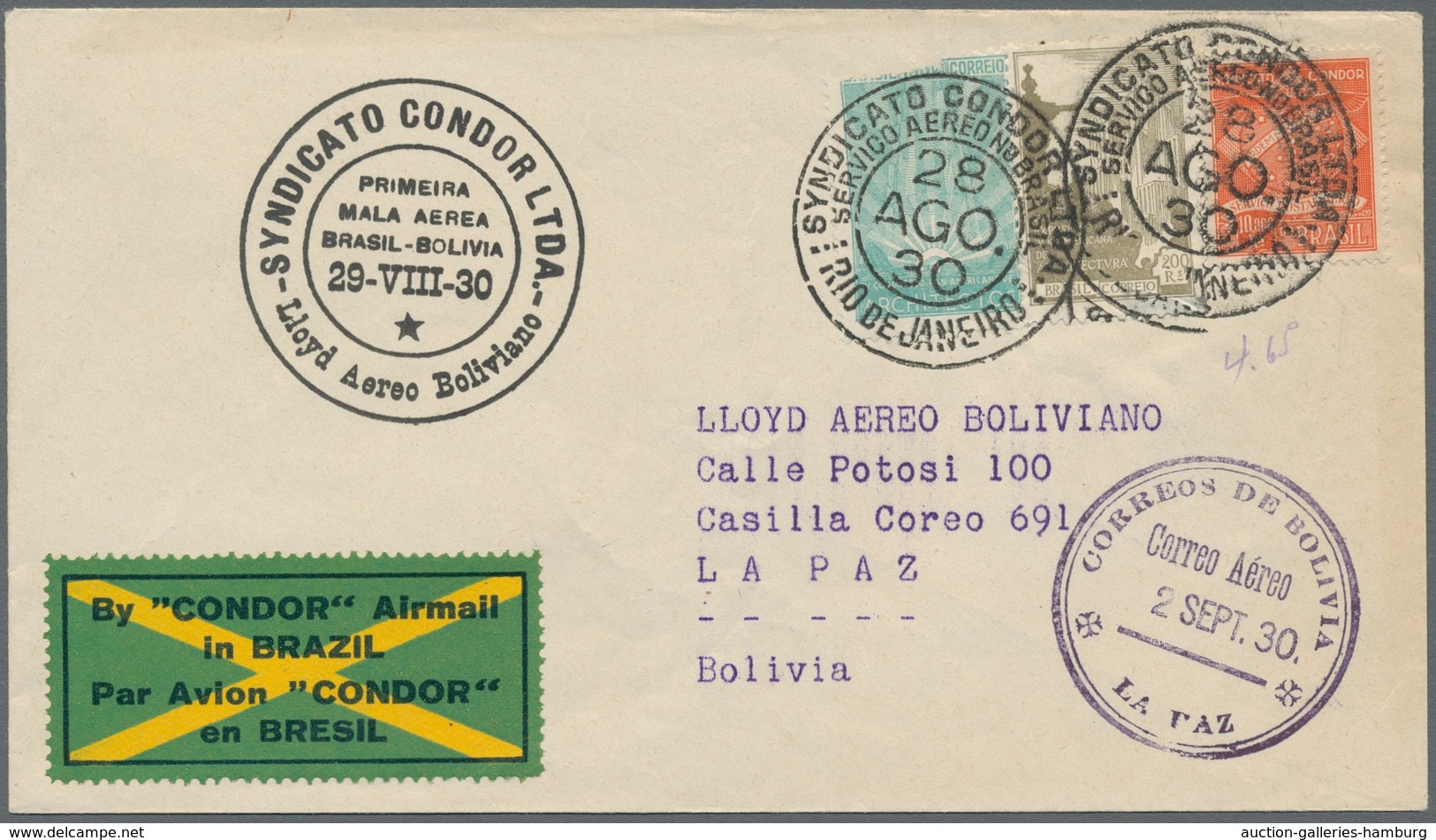 Brasilien - Privatflugmarken Condor: 1930, Three Covers Each With Stamps Of "Syndicato Condor" In Mi - Luchtpost (private Maatschappijen)