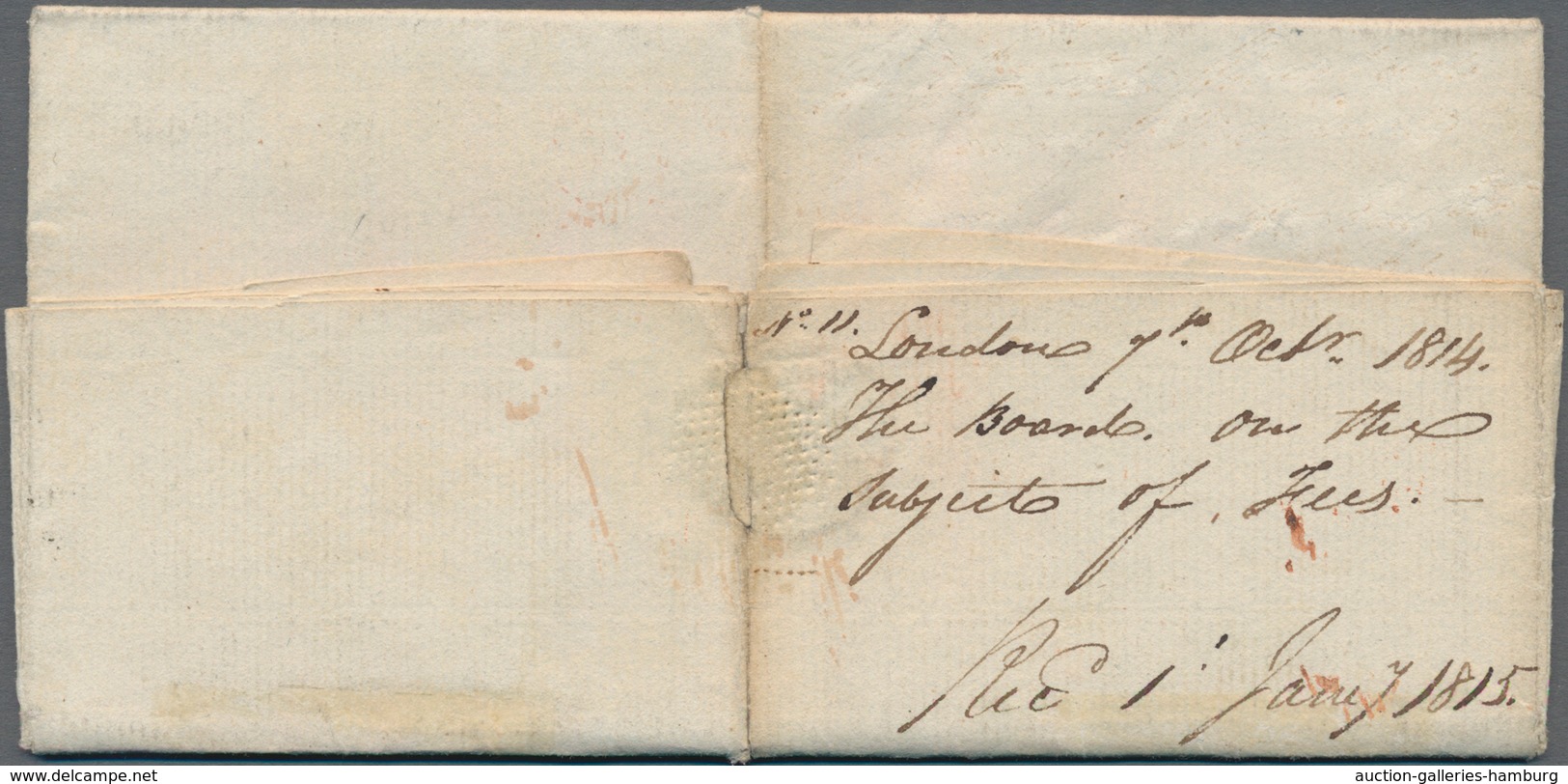 Canada - Vorphilatelie: 1814, Folded Packet- Letter From London Via Falmouth By "Louisa" To "HALIFAX - ...-1851 Voorfilatelie