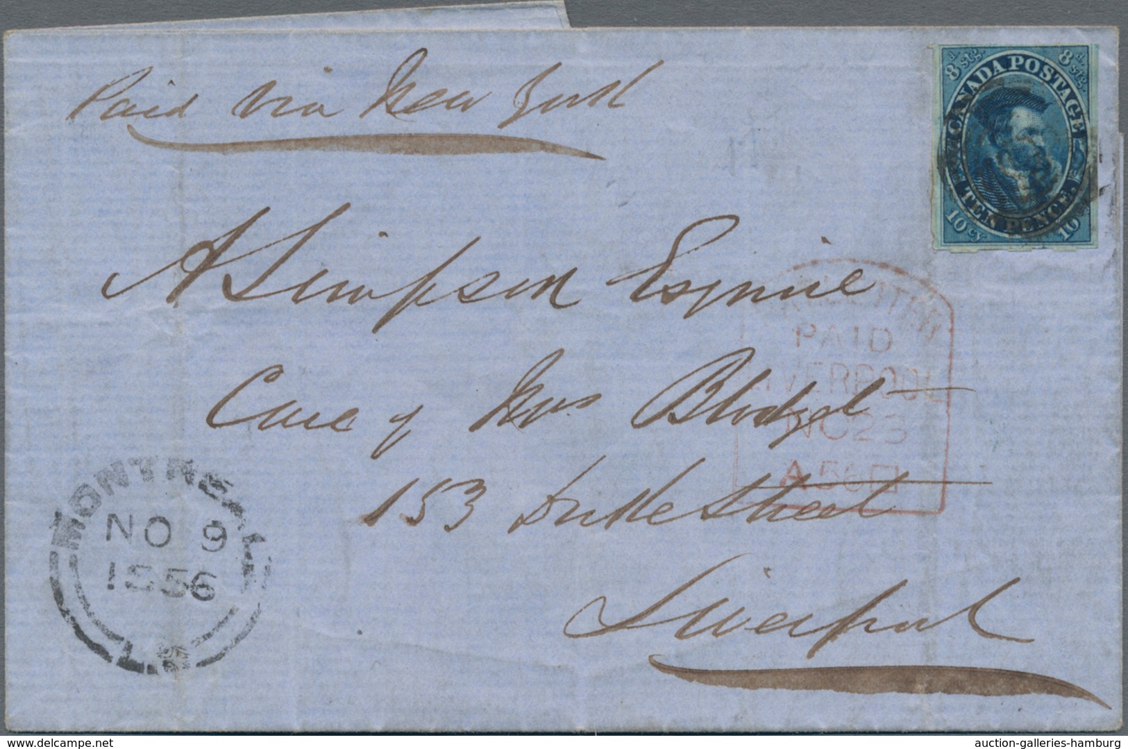 Canada - Colony Of Canada: 1856, 10 D Blue, Good To Large Margins, Tied By Target Cancel, Single Fra - ...-1851 Vorphilatelie