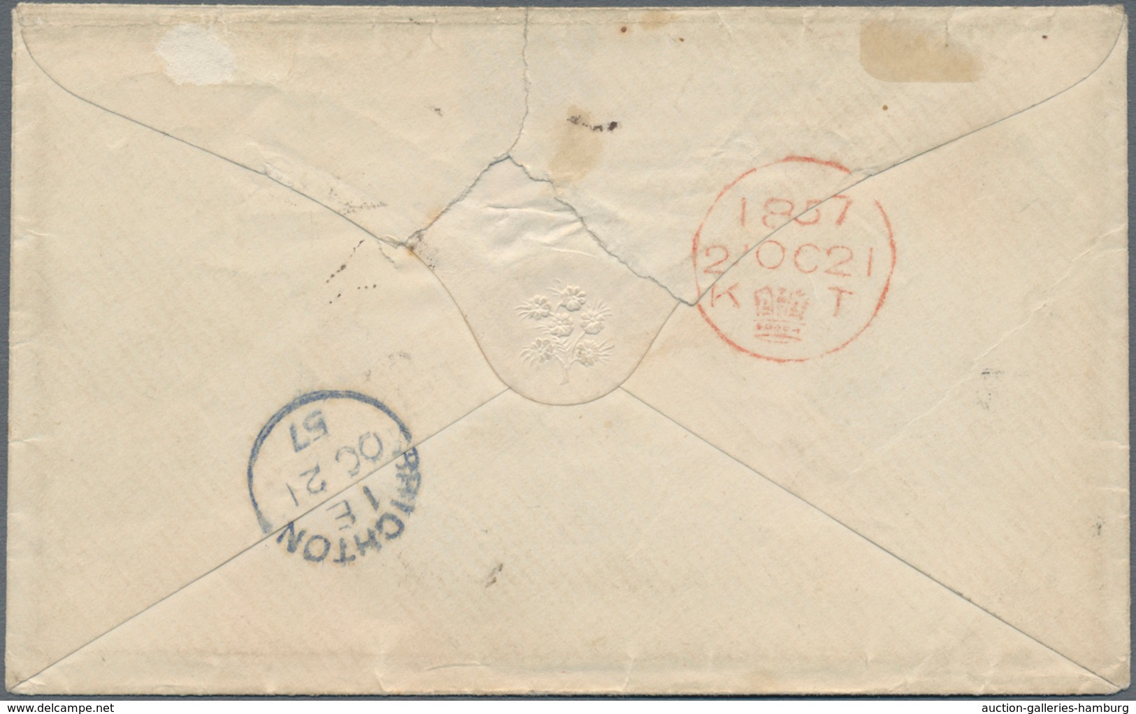 Canada: 1857, Envelope From "PETERBORO C.W. OC 5 1857" Sent By "Allan Line" Ship Via London To Brigh - Otros & Sin Clasificación