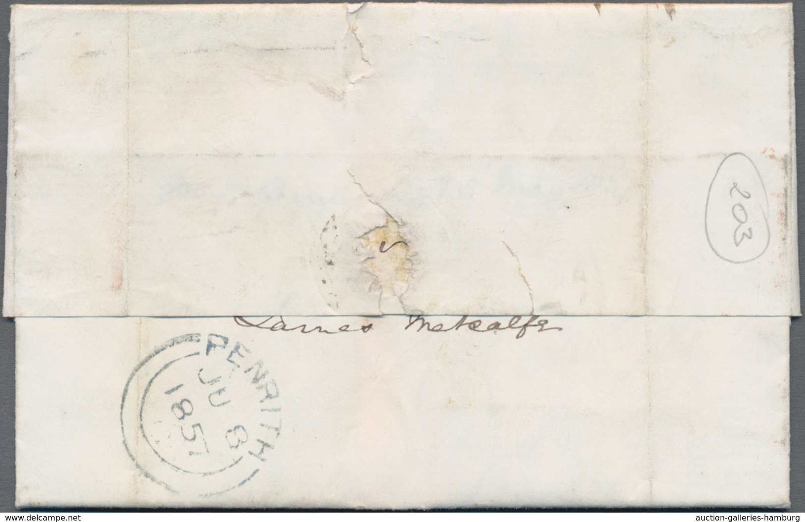 Canada: 1857, Folded Letter With Red "TORONTO PAID MAY 25 1857" And "PKT. LETTER PAID LIVERPOOL" Wit - Otros & Sin Clasificación