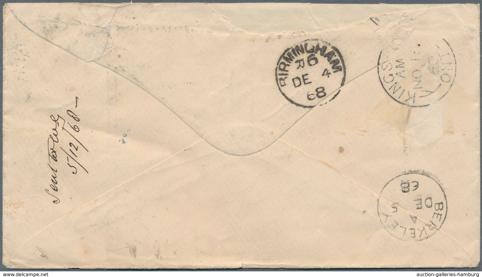 Canada: 1868, 12 1/2 Cent QV, Large Type, Single Franking On Cover From BELLEVILLE To England. The 1 - Andere & Zonder Classificatie