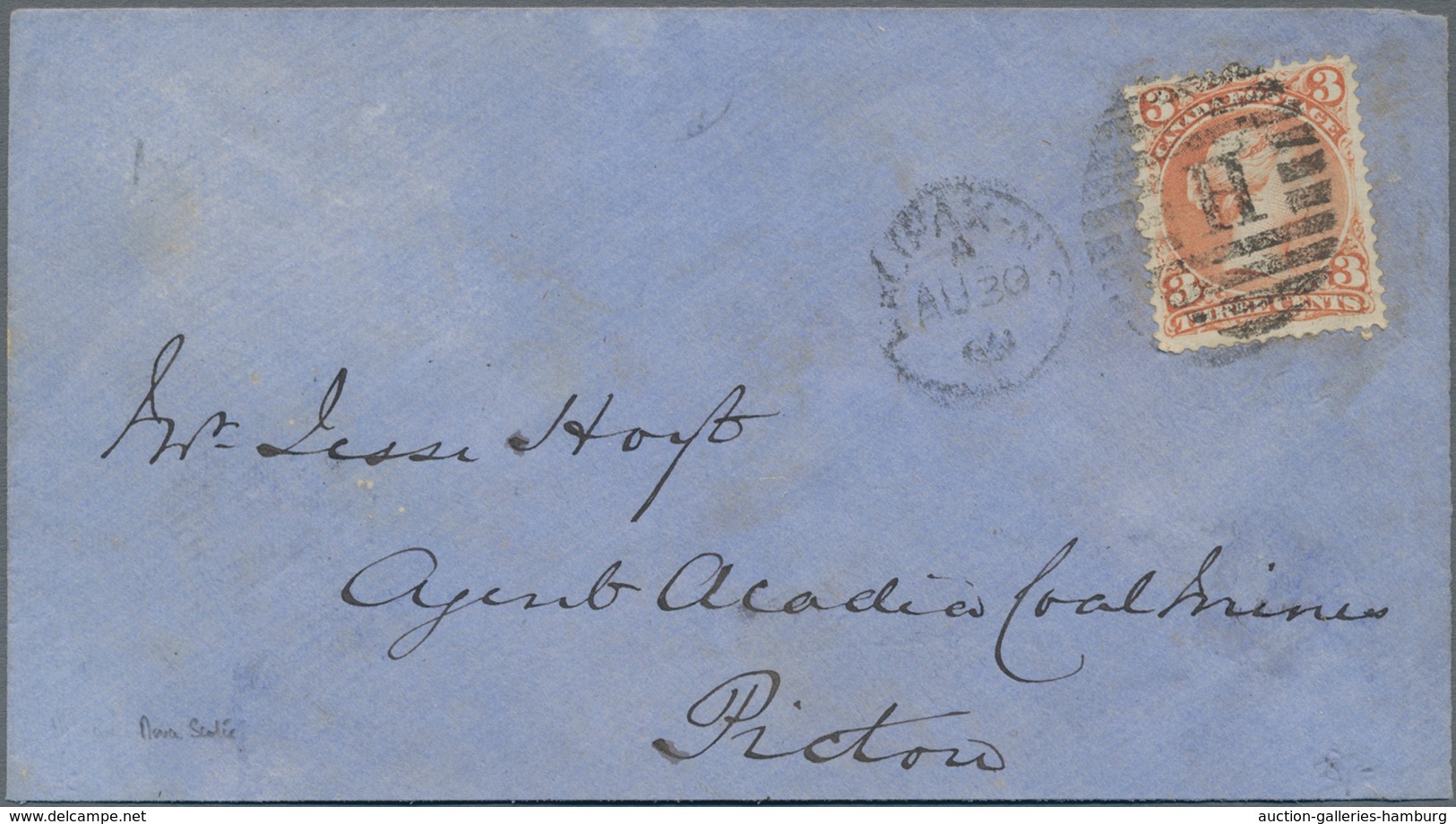 Canada: 1868/69, Six Very Fine Covers, Each Franked With 3 Cent QV Large Type. - Sonstige & Ohne Zuordnung