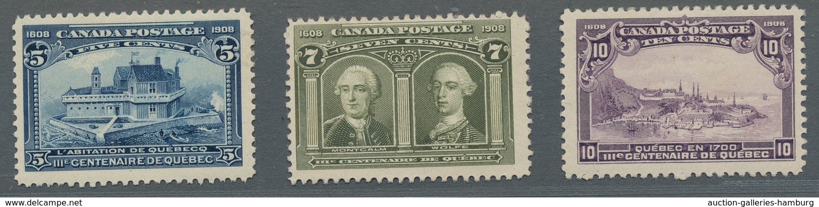 Canada: 1908, "300 Jahre Stadt Quebec" 5 Bis 20 Cent In Sehr Guter Ungebrauchter Erhaltung (7 Cent I - Other & Unclassified